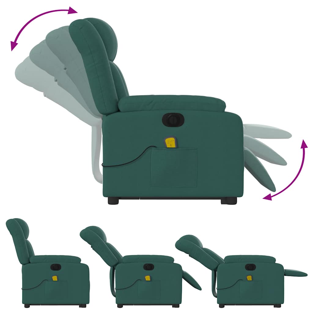 Fauteuil inclinable de massage électrique Vert foncé Tissu - XIOS