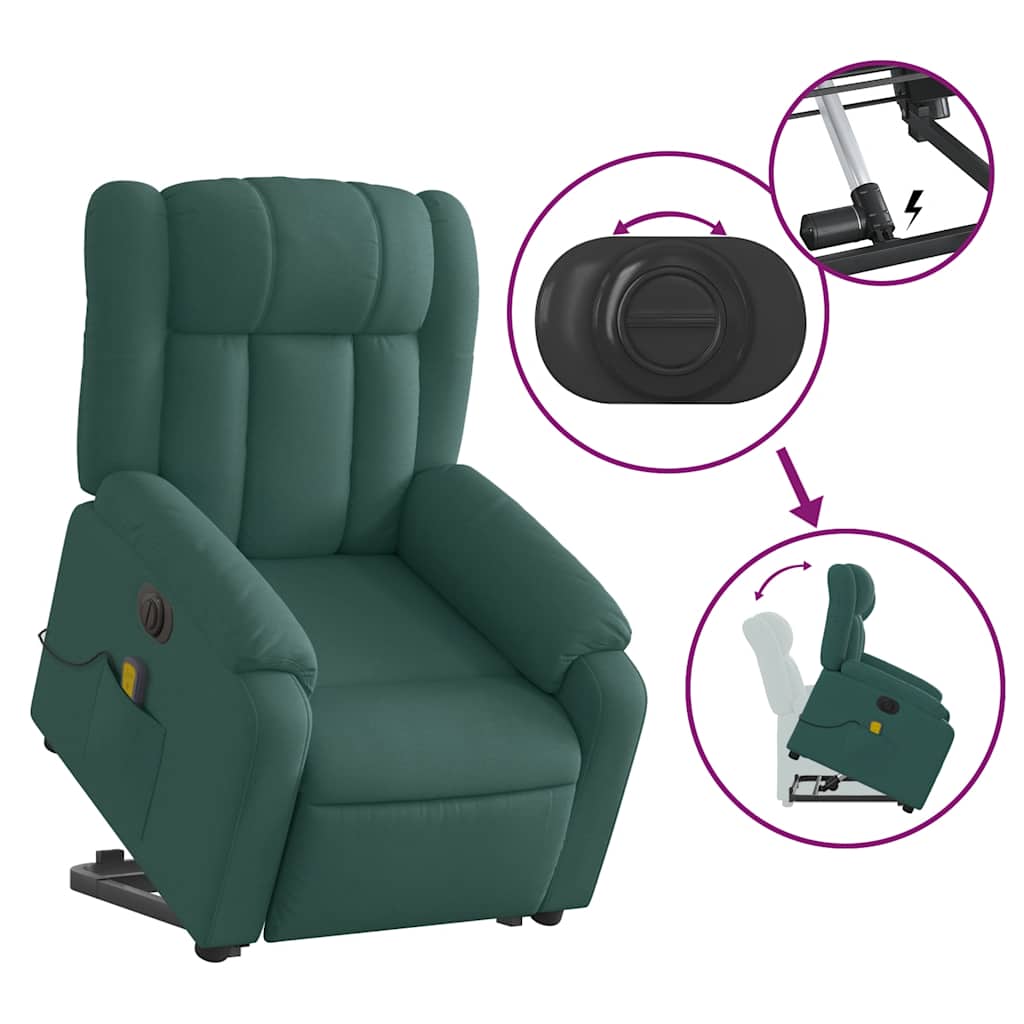 Fauteuil inclinable de massage électrique Vert foncé Tissu - XIOS