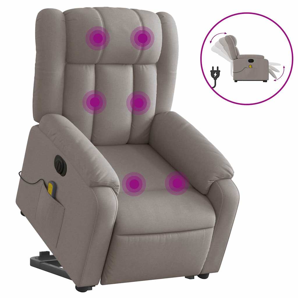 Fauteuil inclinable de massage électrique Taupe Tissu - XIOS