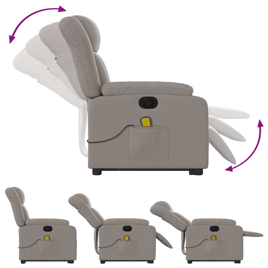 Fauteuil inclinable de massage électrique Taupe Tissu