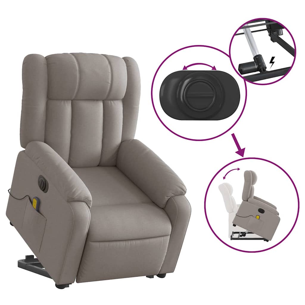 Fauteuil inclinable de massage électrique Taupe Tissu - XIOS
