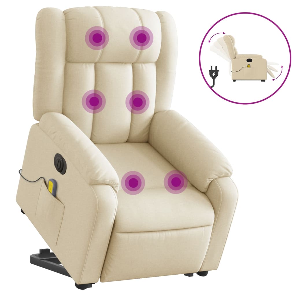 Fauteuil inclinable de massage électrique Crème Tissu - XIOS