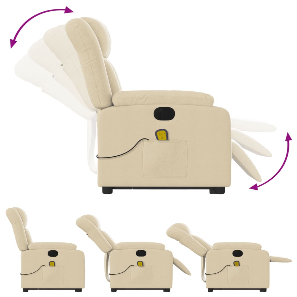Fauteuil inclinable de massage électrique Crème Tissu - XIOS
