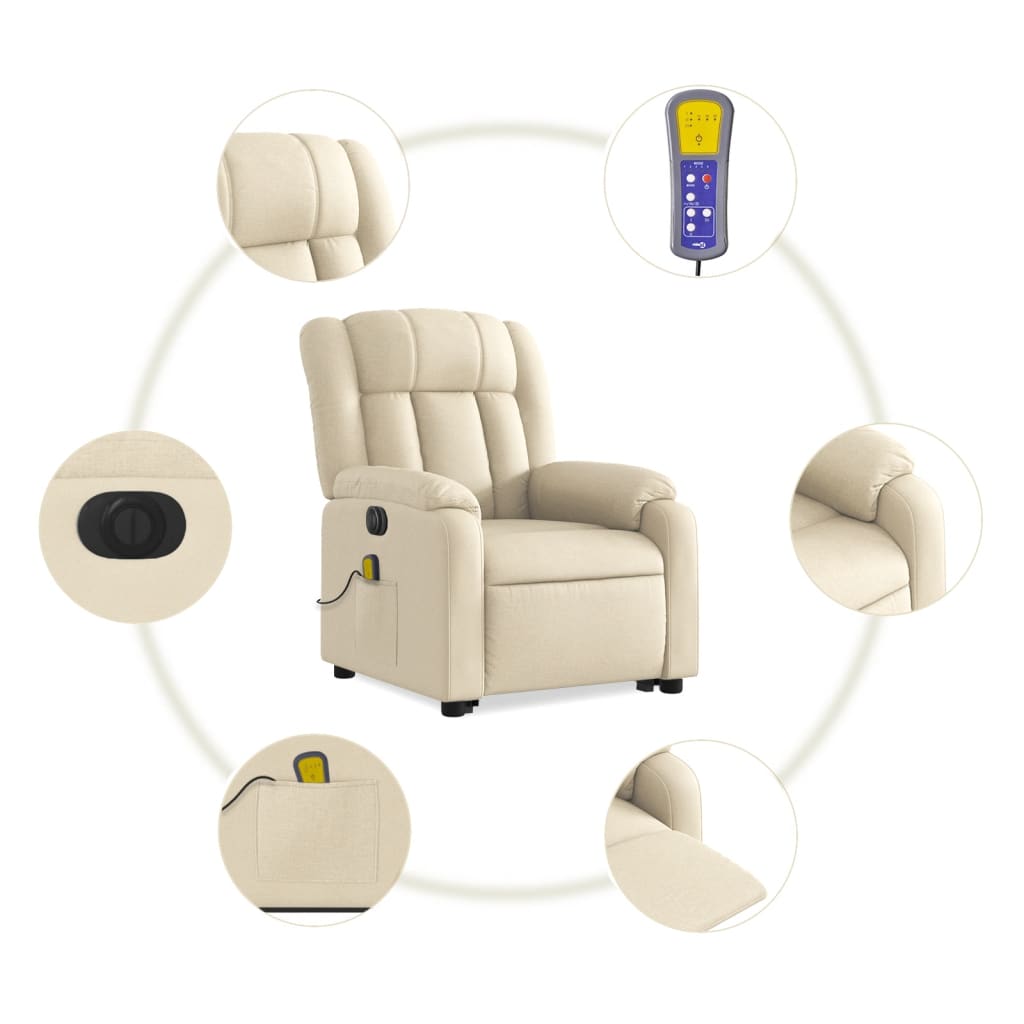Fauteuil inclinable de massage électrique Crème Tissu - XIOS