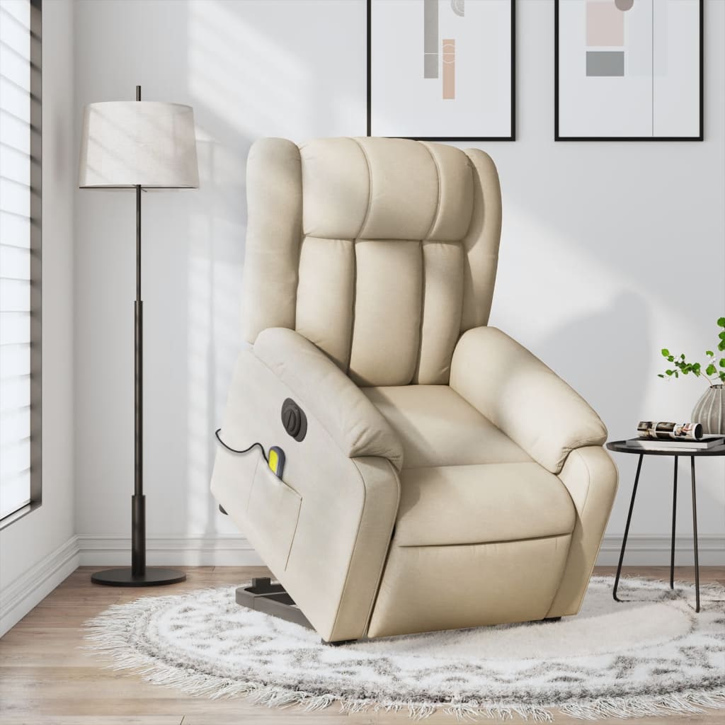 Fauteuil inclinable de massage électrique Crème Tissu - XIOS