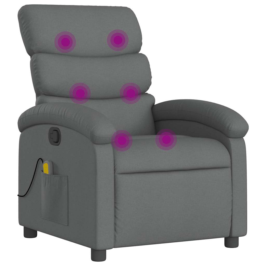 Fauteuil de massage inclinable gris foncé tissu