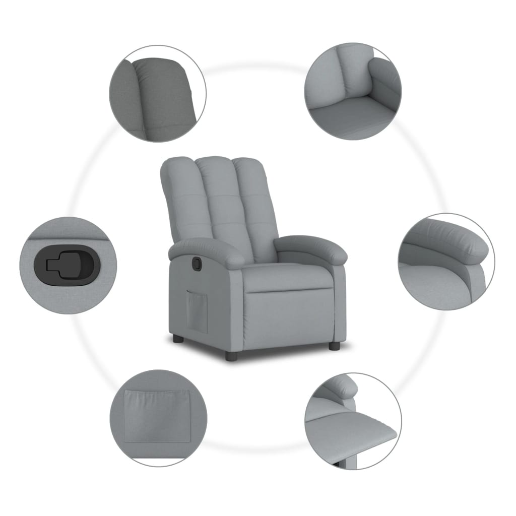 Fauteuil inclinable en tissu gris clair - XIOS