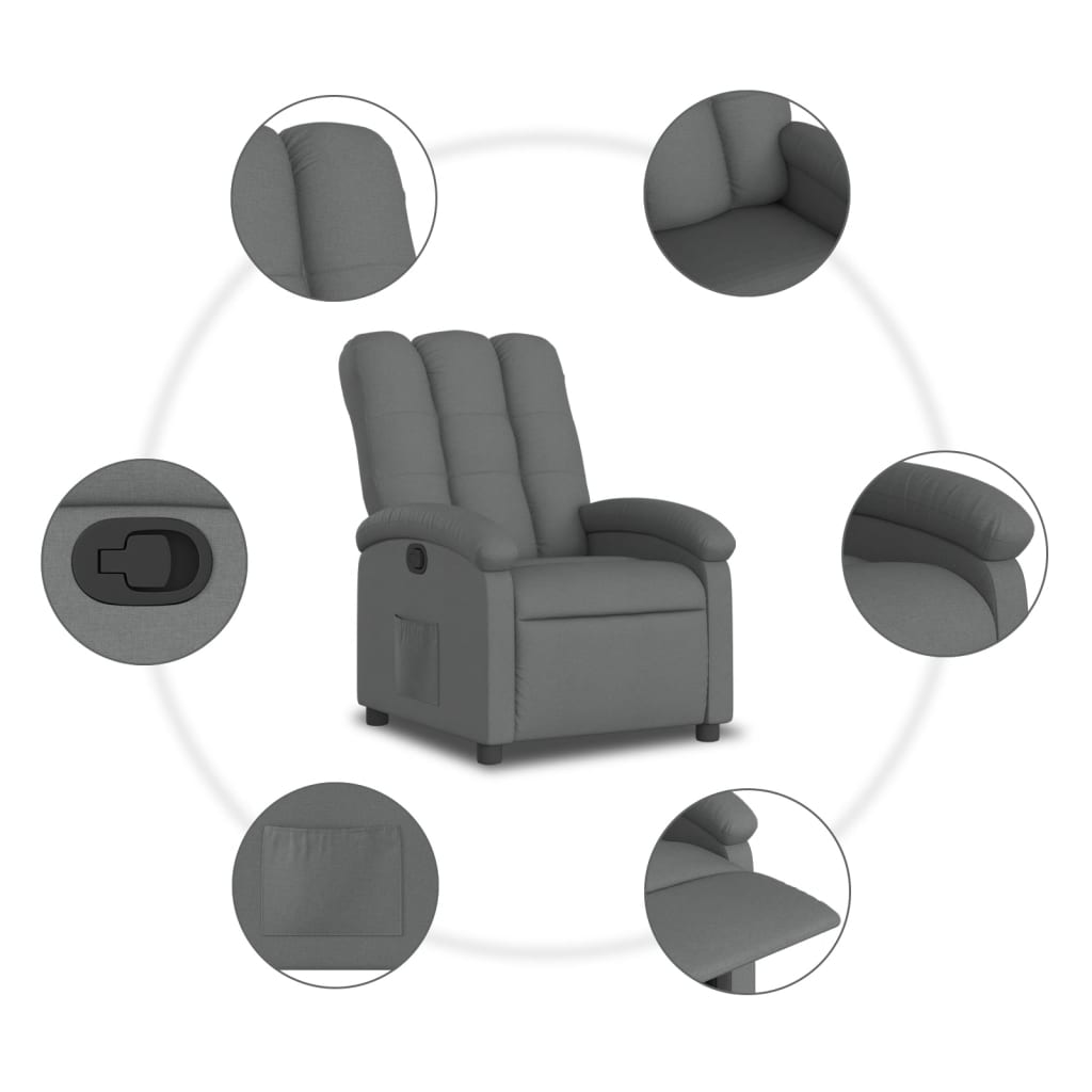 Fauteuil inclinable en tissu gris foncé - XIOS