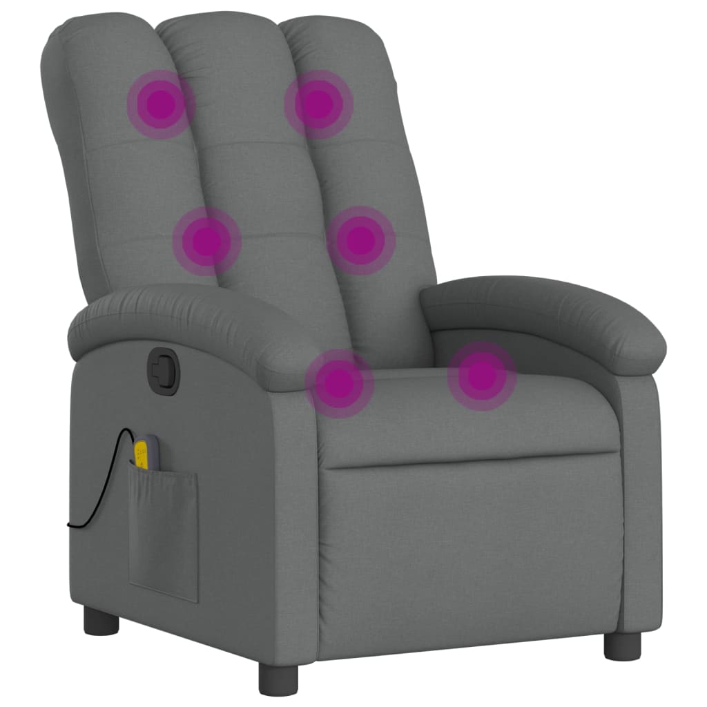 Fauteuil de massage inclinable gris foncé tissu