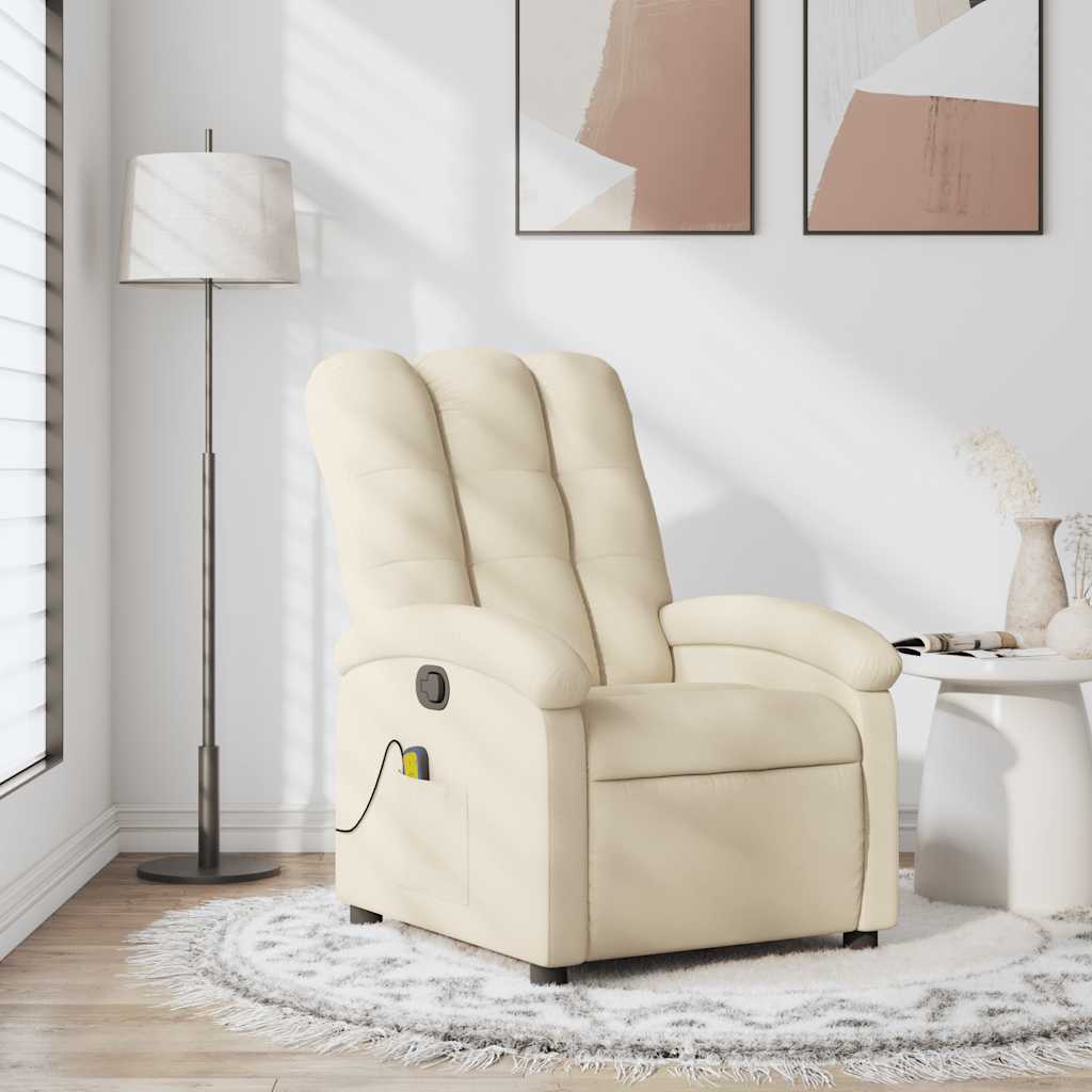 Fauteuil de massage inclinable crème tissu - XIOS
