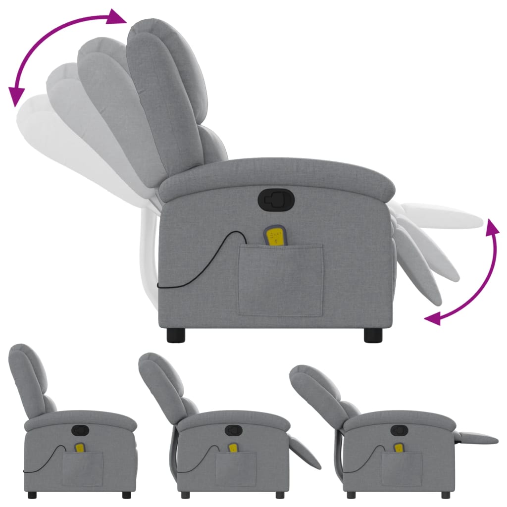 Fauteuil de massage inclinable en tissu gris clair - XIOS