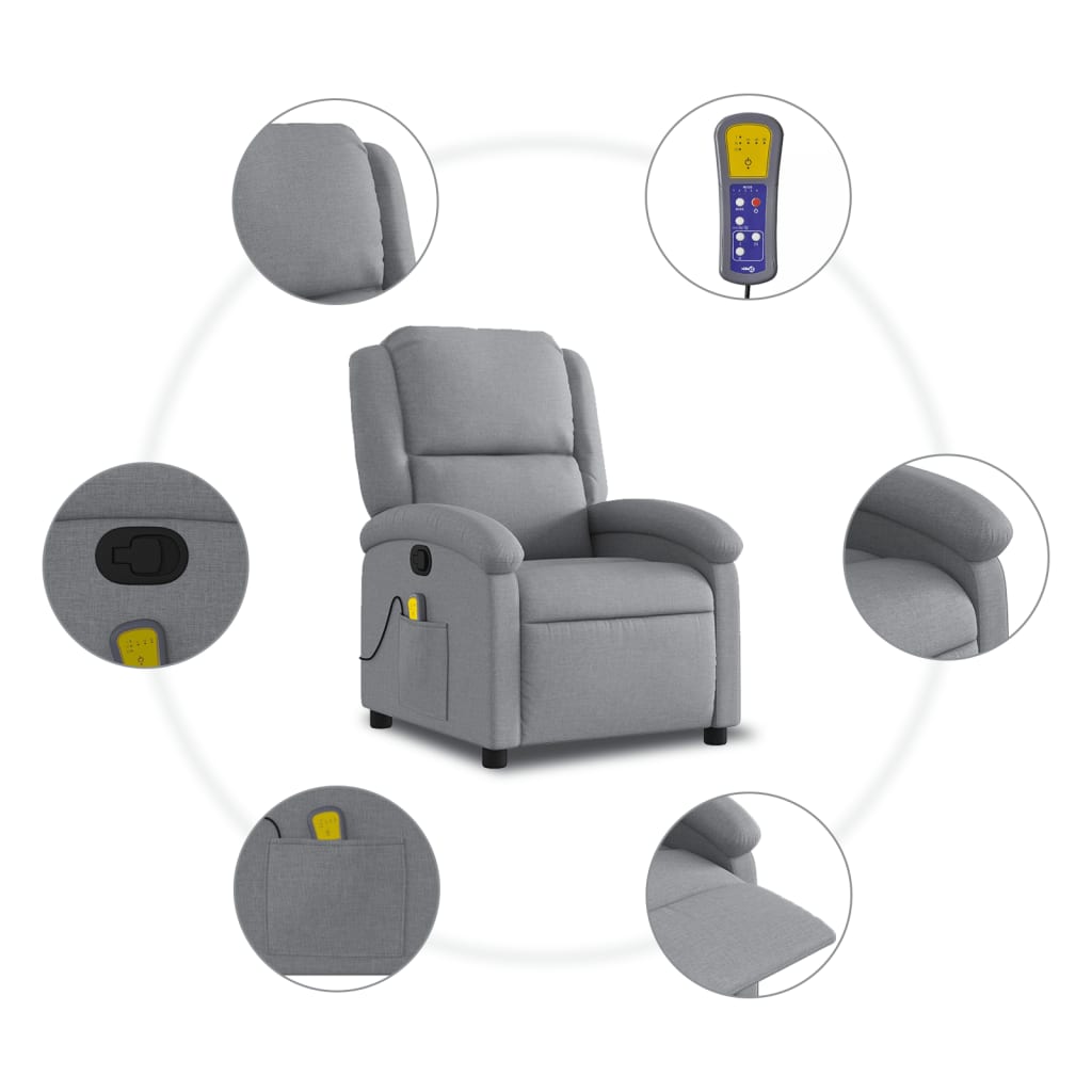 Fauteuil de massage inclinable en tissu gris clair