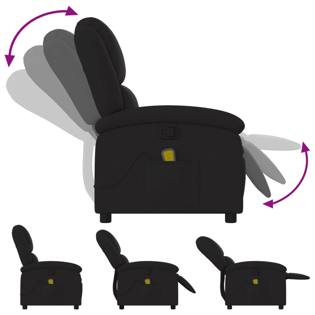 Fauteuil de massage inclinable en tissu noir - XIOS