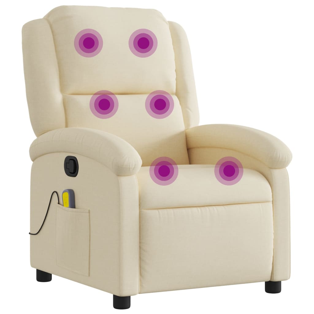 Fauteuil de massage inclinable en tissu crème - XIOS