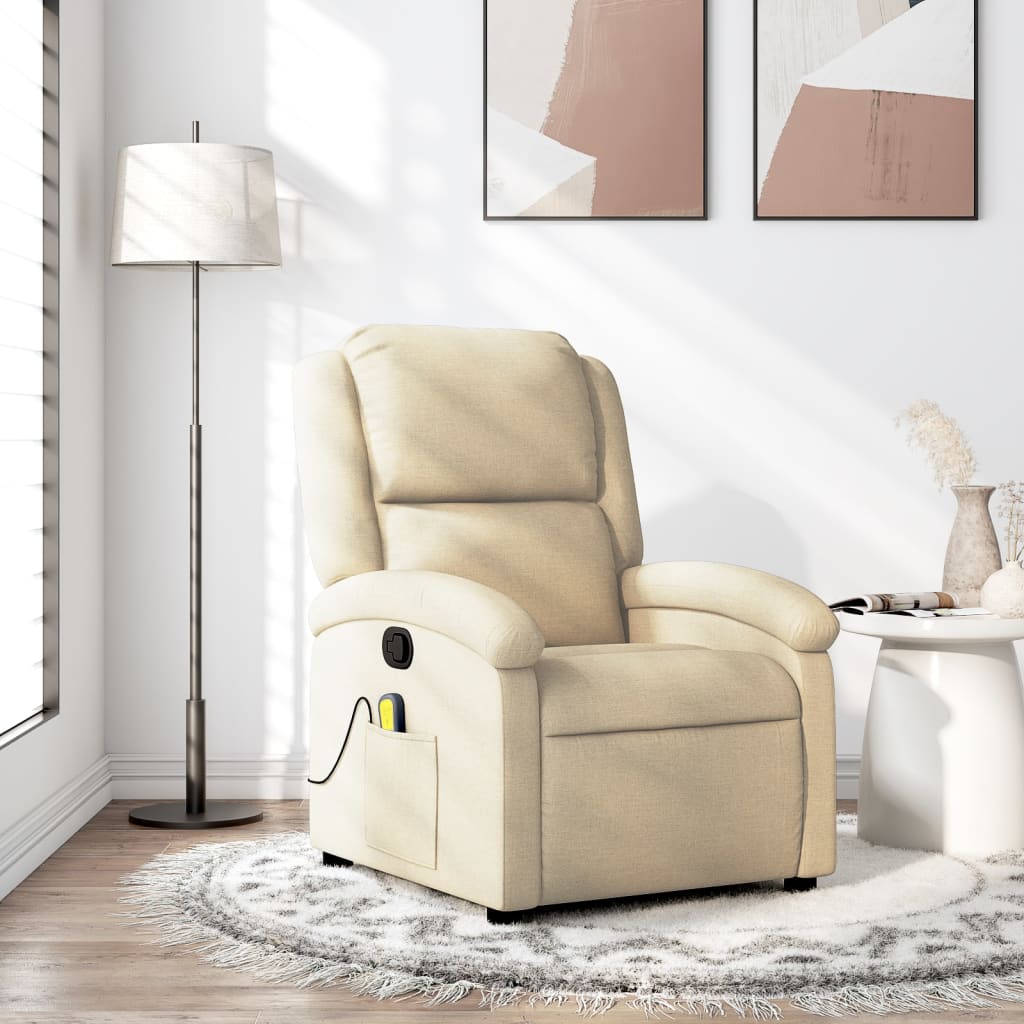 Fauteuil de massage inclinable en tissu crème - XIOS