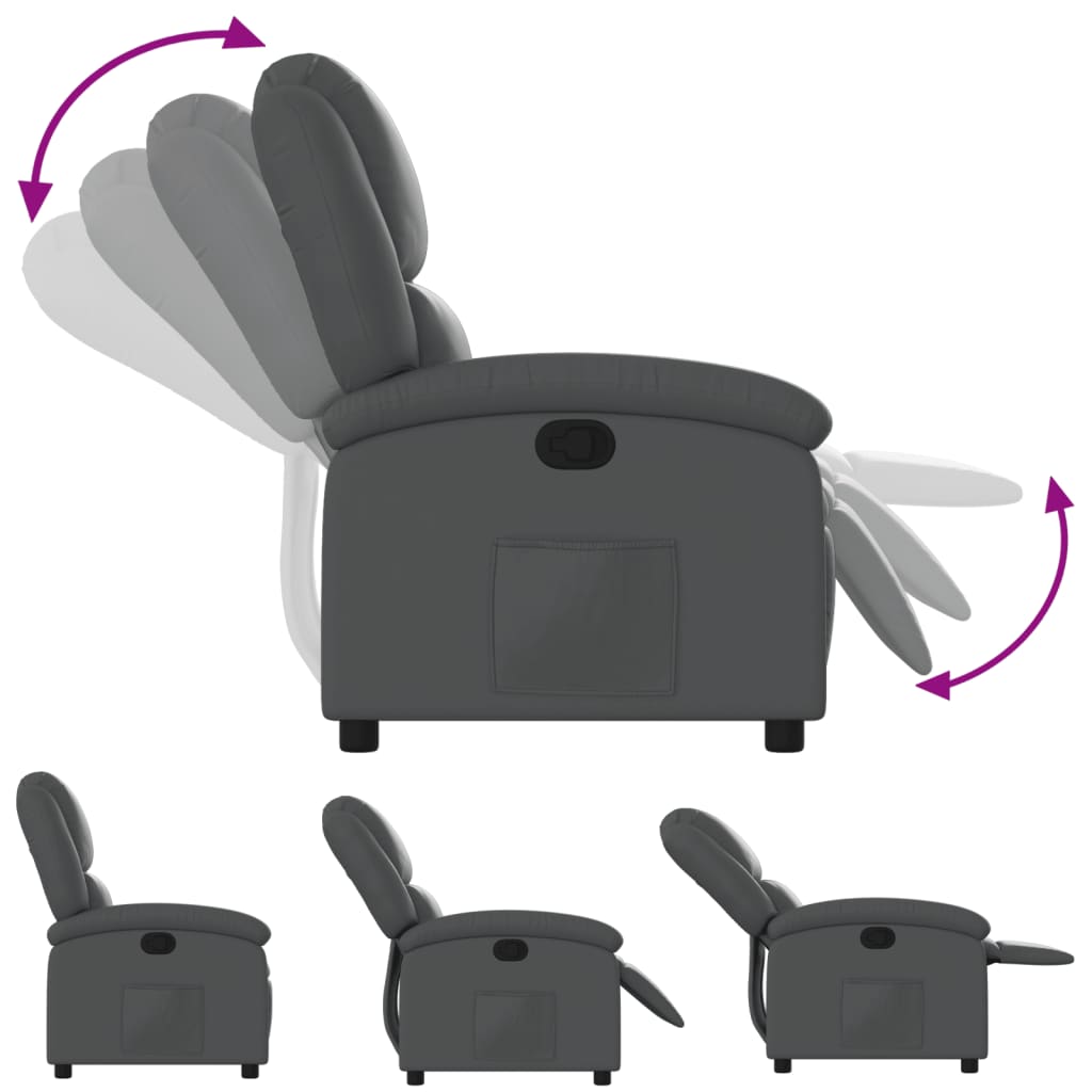 Fauteuil inclinable gris similicuir