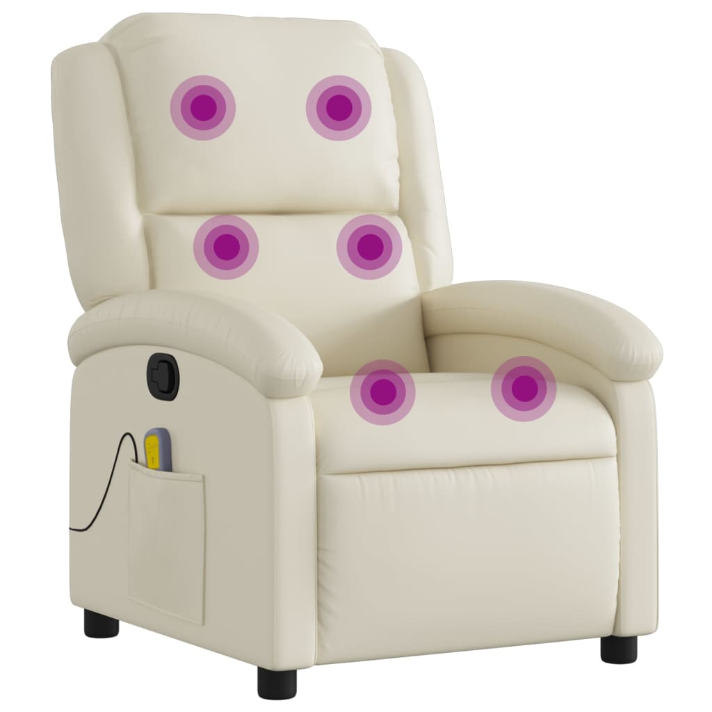Fauteuil de massage inclinable en similicuir crème - XIOS