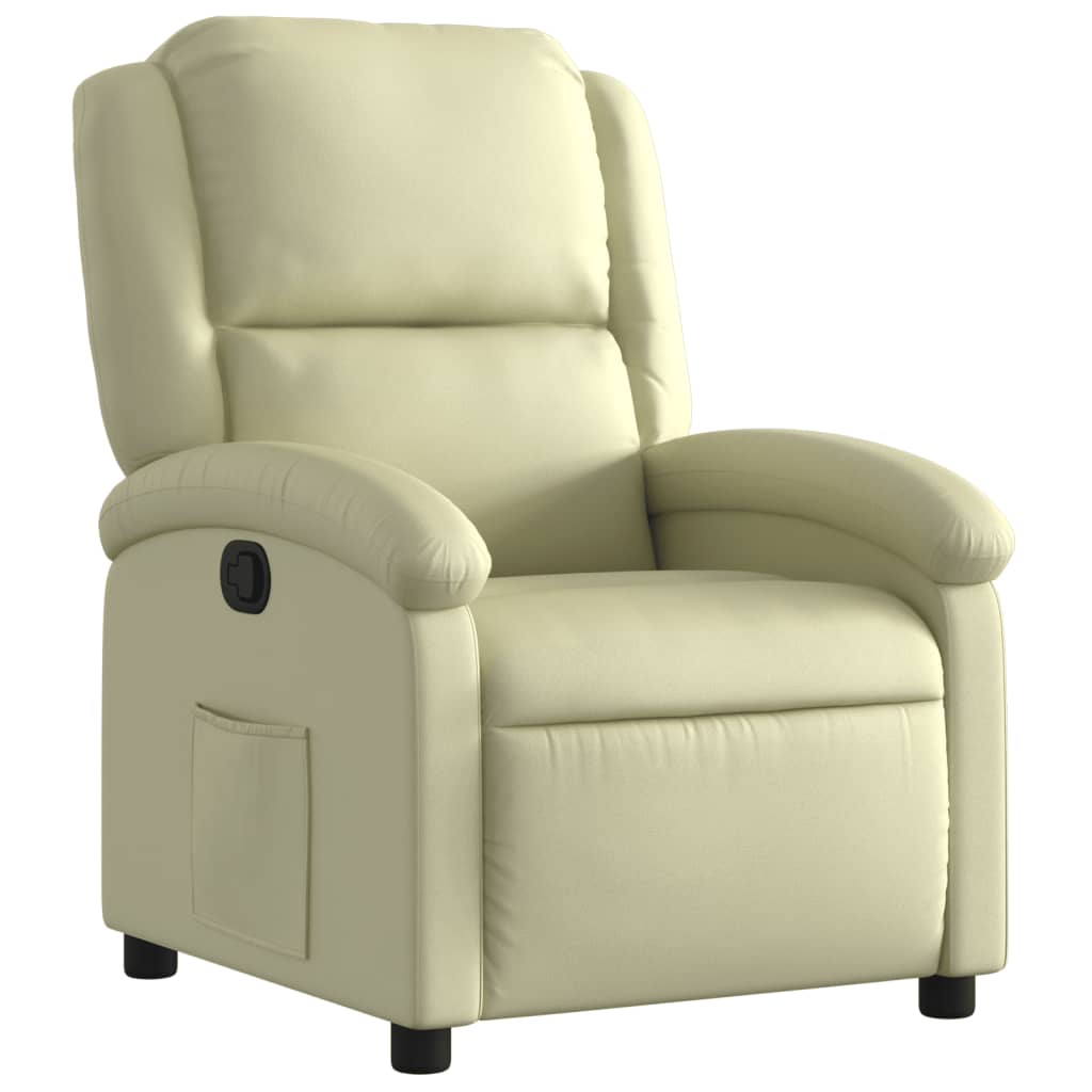 Fauteuil inclinable crème cuir véritable - XIOS