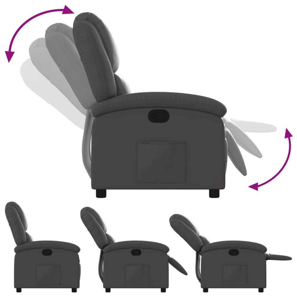 Fauteuil inclinable en cuir véritable gris - XIOS