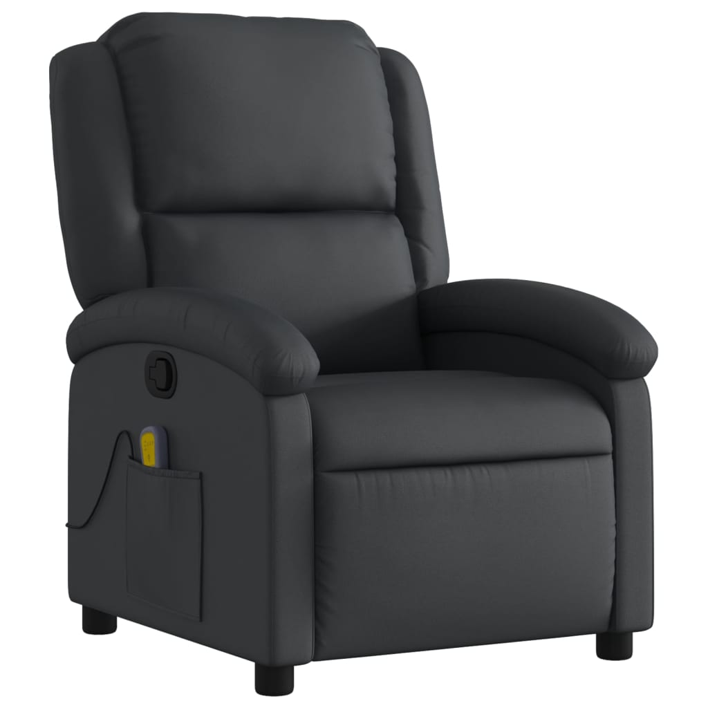 Fauteuil de massage inclinable noir cuir véritable - XIOS