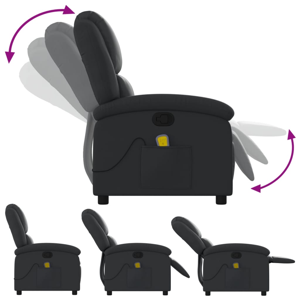 Fauteuil de massage inclinable noir cuir véritable - XIOS