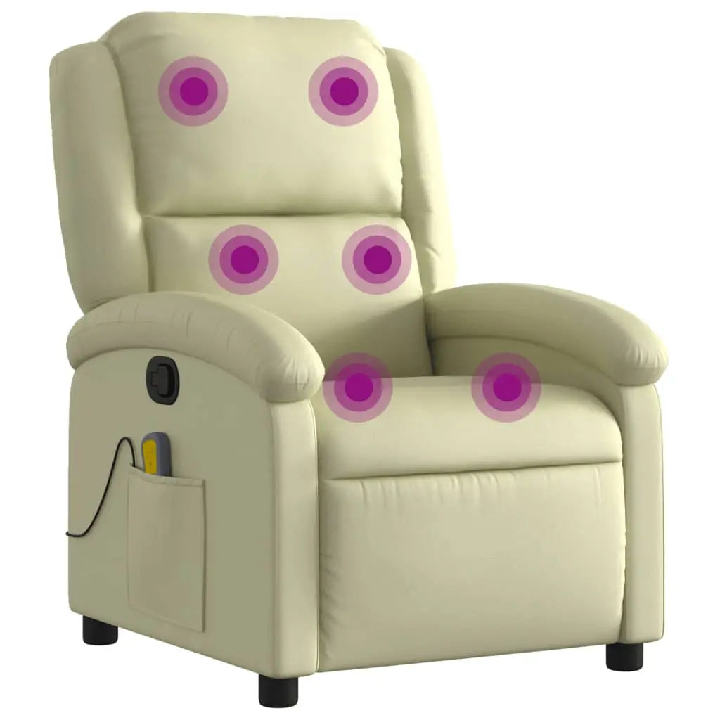 Fauteuil de massage inclinable crème cuir véritable - XIOS