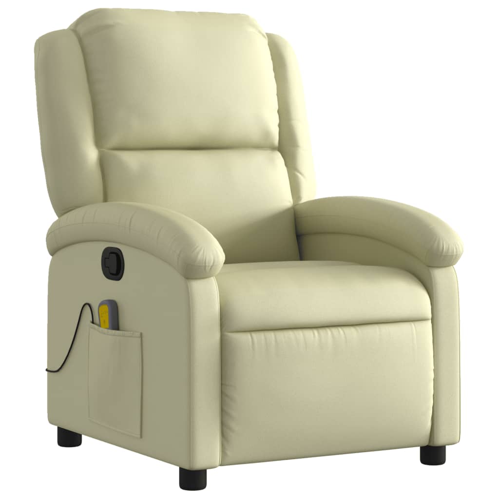 Fauteuil de massage inclinable crème cuir véritable - XIOS
