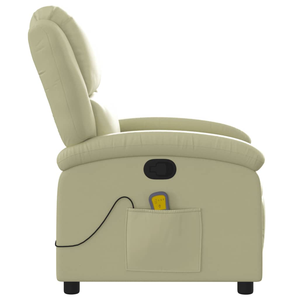 Fauteuil de massage inclinable crème cuir véritable - XIOS