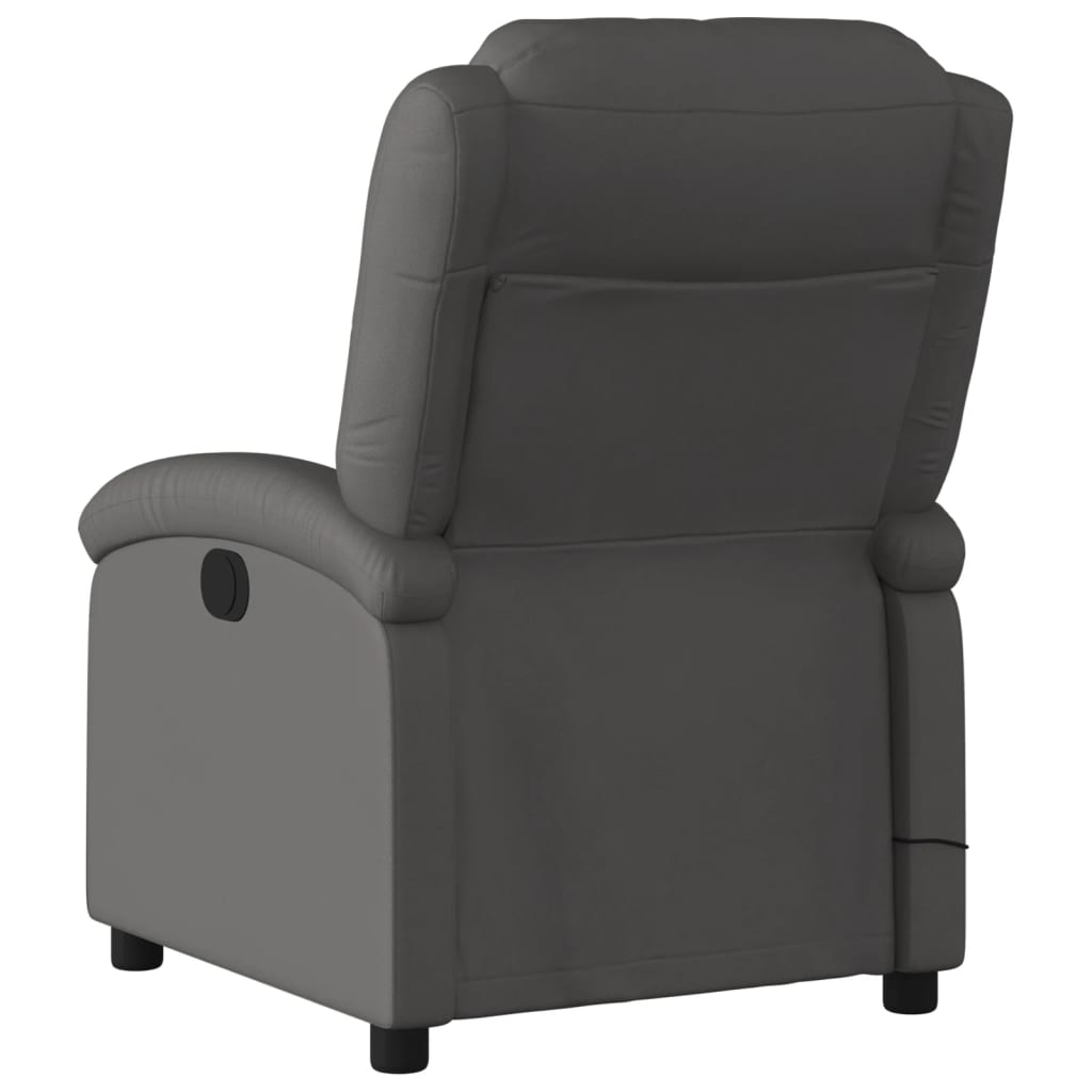 Fauteuil de massage inclinable gris cuir véritable - XIOS