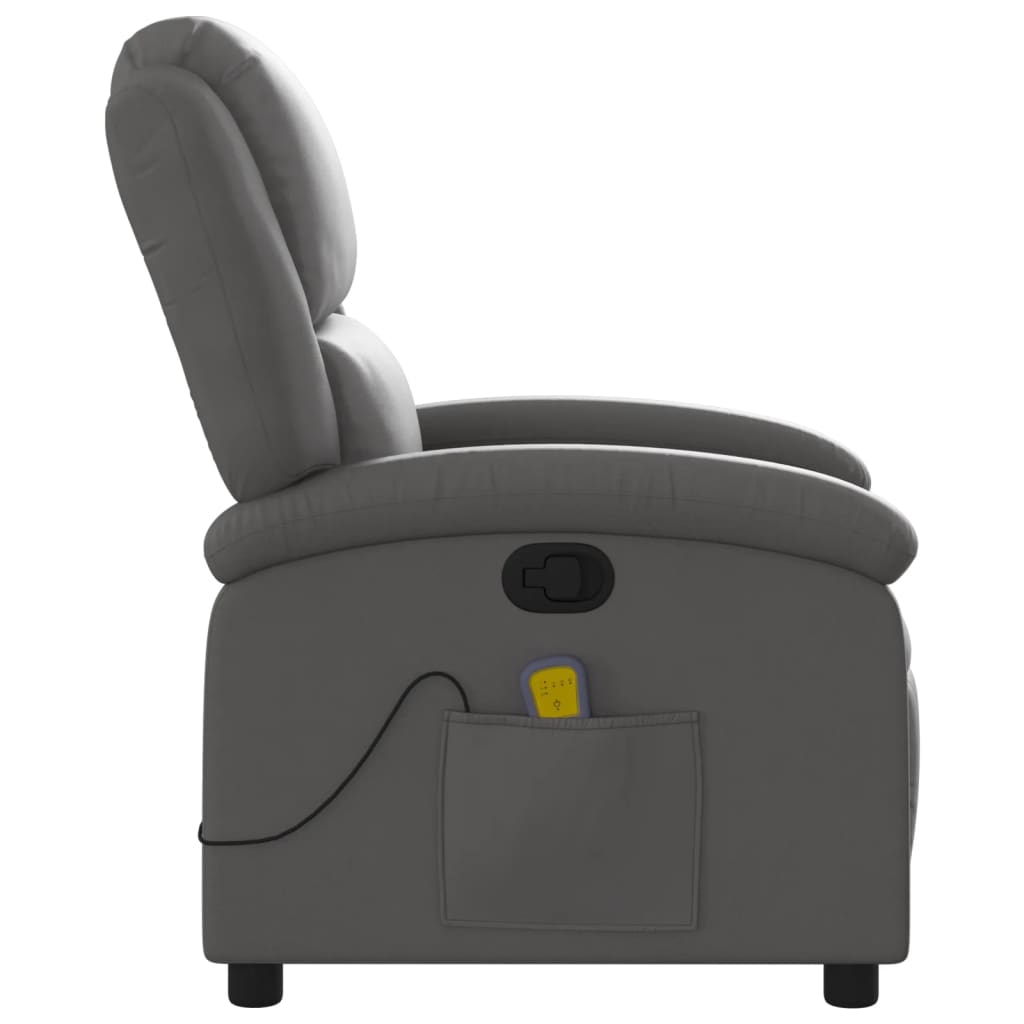 Fauteuil de massage inclinable gris cuir véritable - XIOS