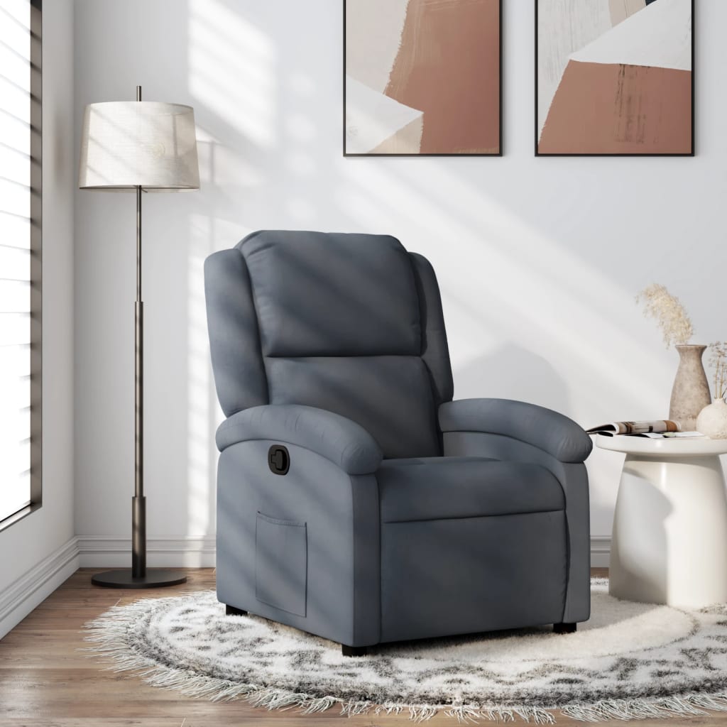 Fauteuil inclinable en velours gris foncé - XIOS