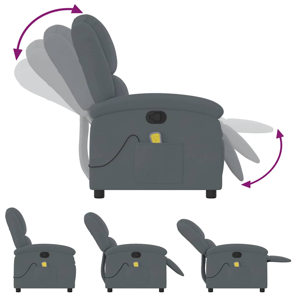 Fauteuil de massage inclinable velours gris foncé - XIOS