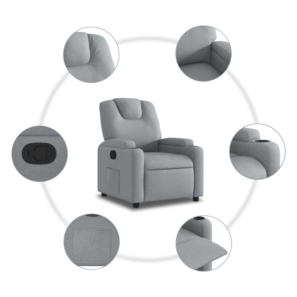 Fauteuil inclinable en tissu gris clair