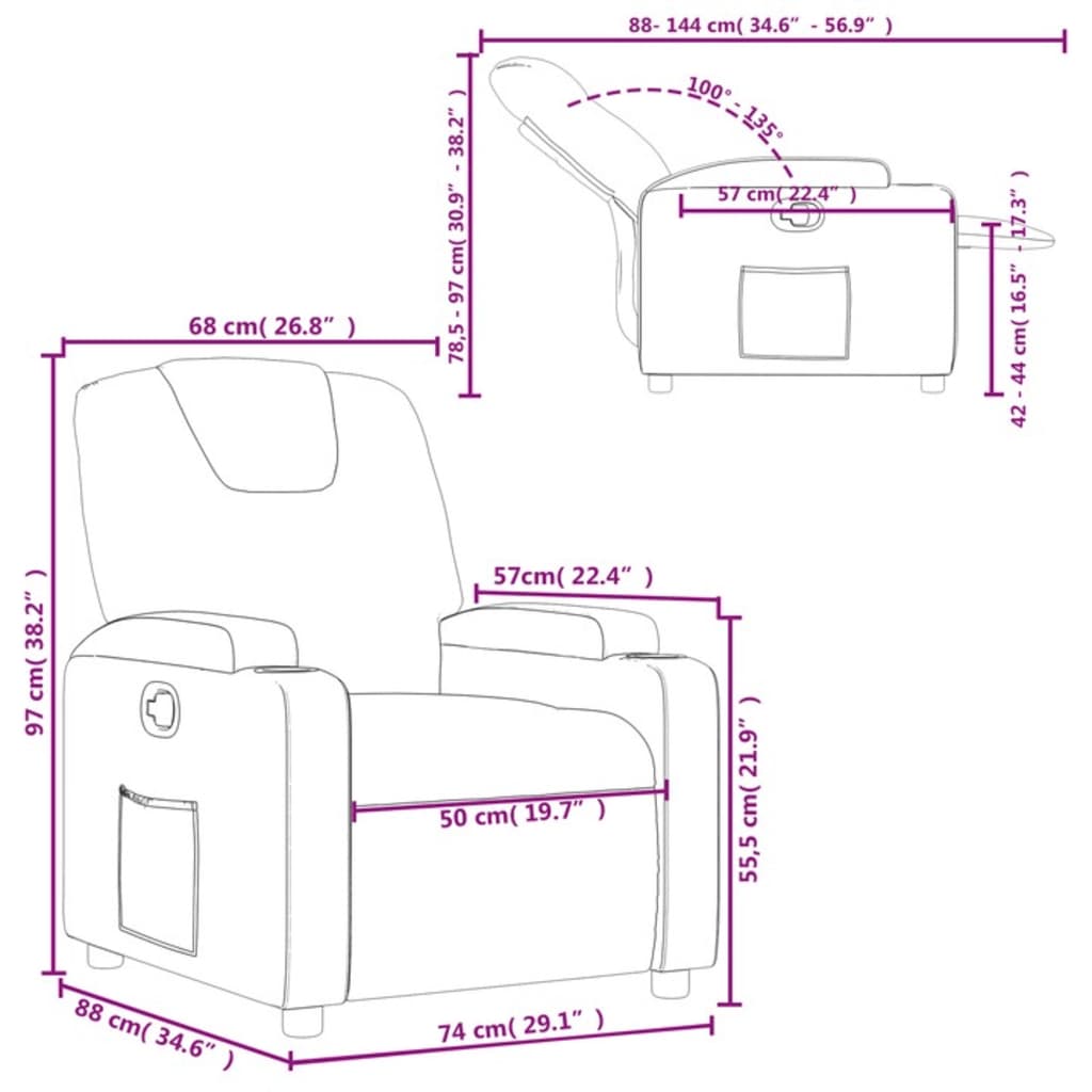 Fauteuil inclinable en tissu gris clair