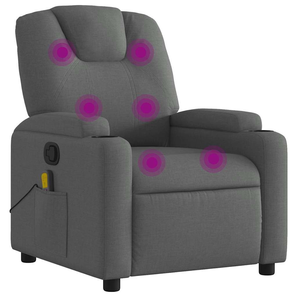 Fauteuil de massage inclinable gris foncé tissu - XIOS