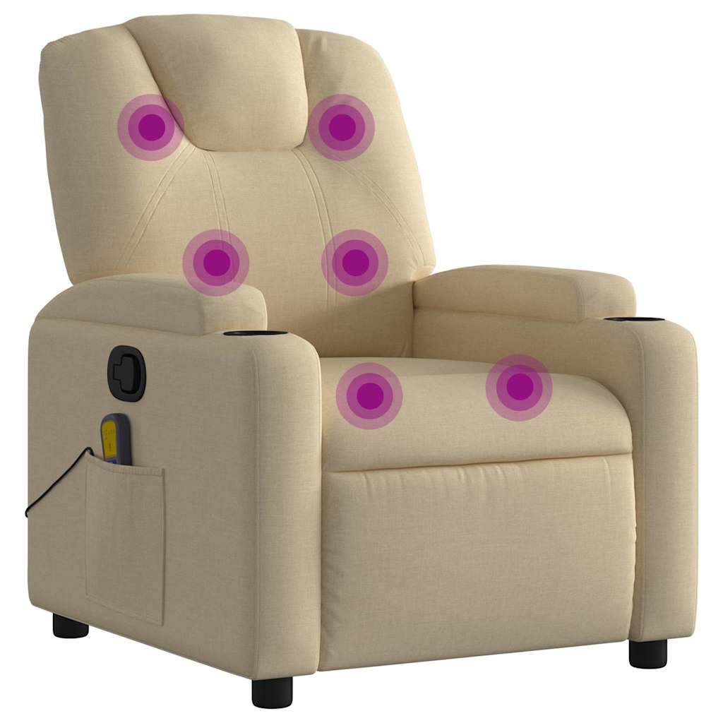 Fauteuil inclinable de massage en tissu crème - XIOS