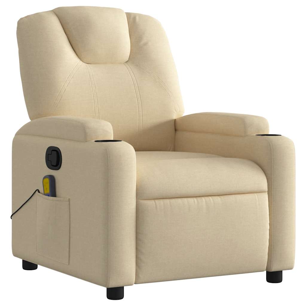 Fauteuil inclinable de massage en tissu crème - XIOS
