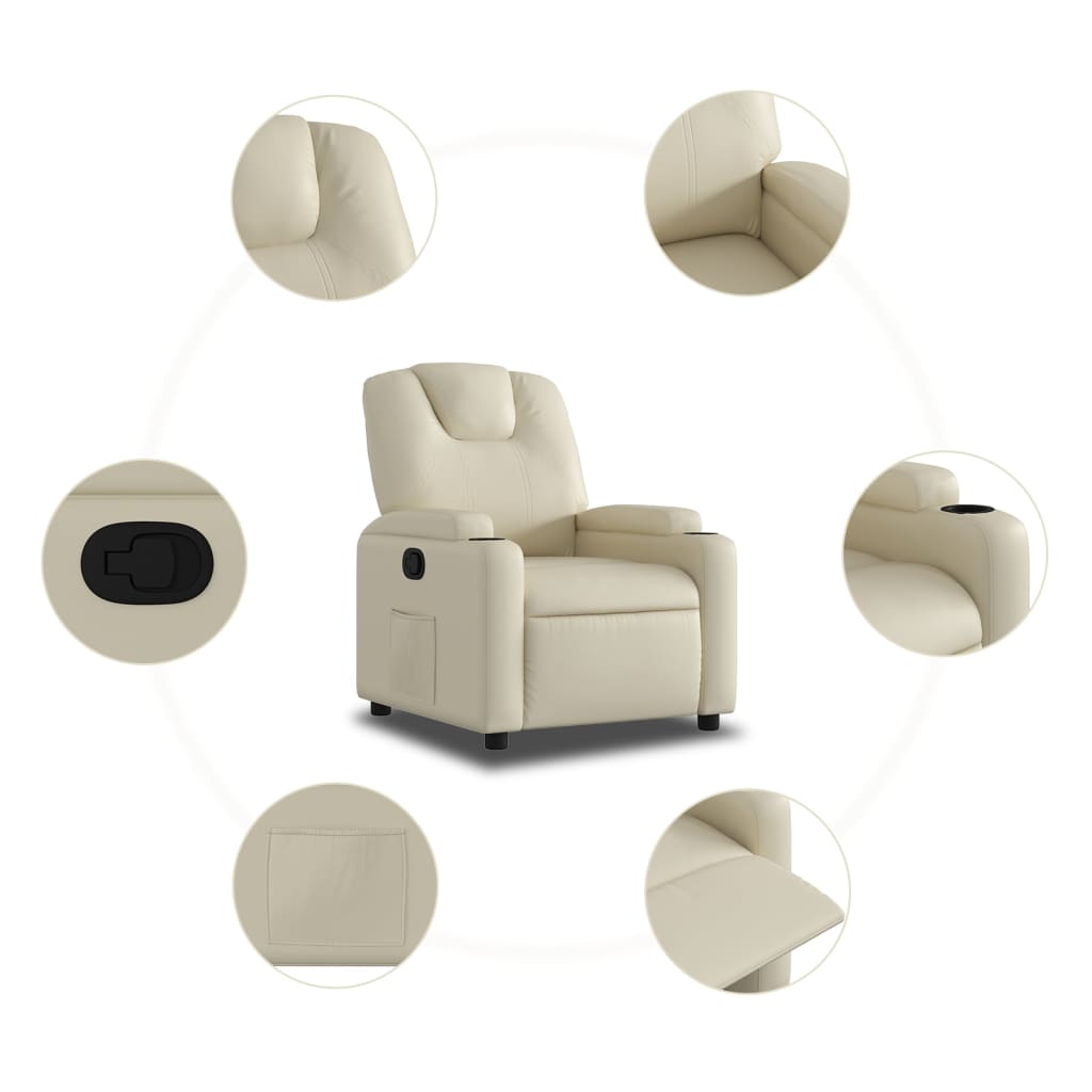 Fauteuil inclinable en similicuir crème - XIOS