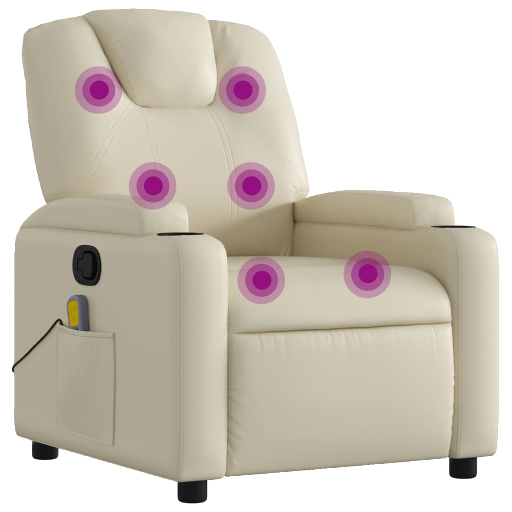 Fauteuil de massage inclinable crème similicuir - XIOS