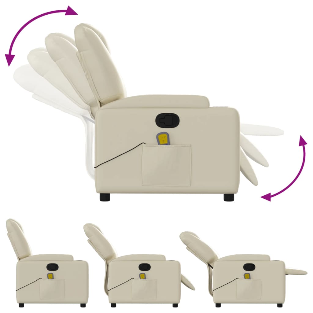 Fauteuil de massage inclinable crème similicuir - XIOS