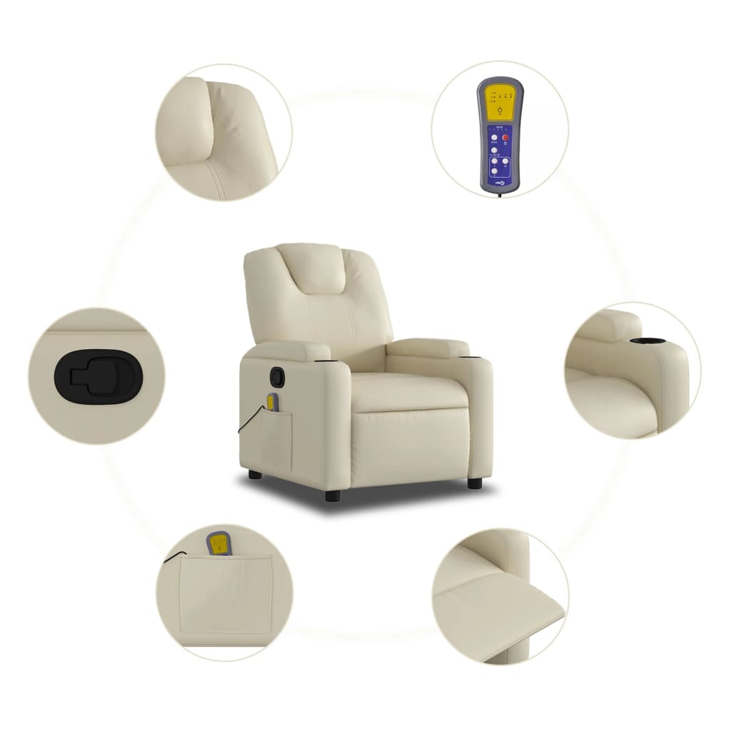 Fauteuil de massage inclinable crème similicuir - XIOS