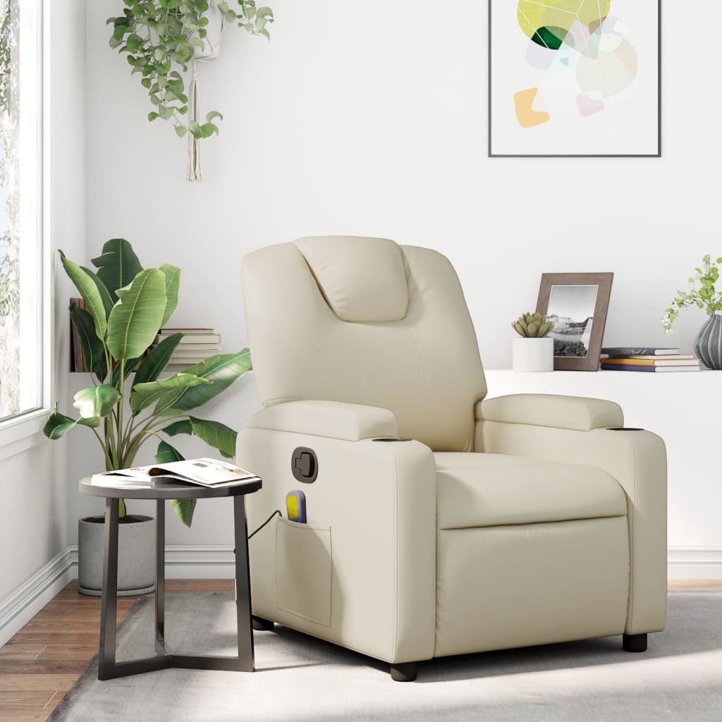 Fauteuil de massage inclinable crème similicuir - XIOS