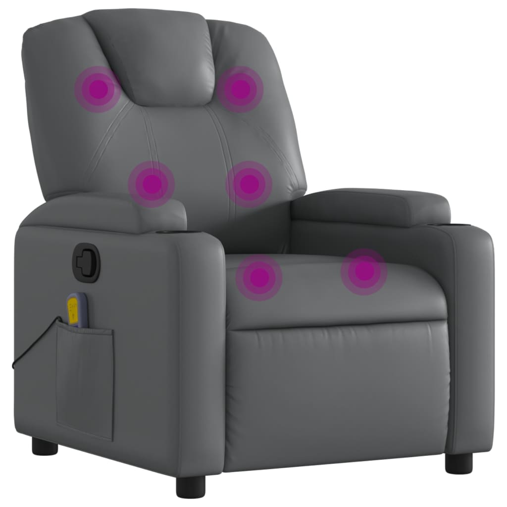 Fauteuil de massage inclinable gris similicuir - XIOS