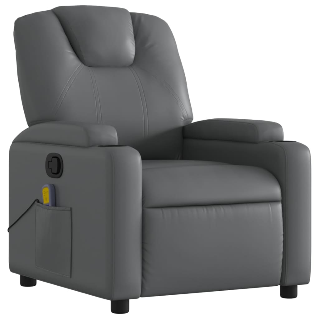 Fauteuil de massage inclinable gris similicuir - XIOS