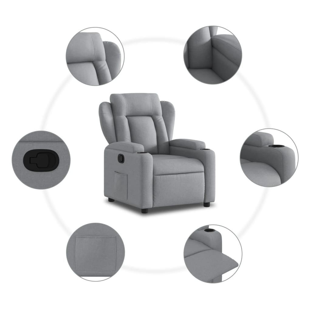 Fauteuil inclinable en tissu gris clair - XIOS