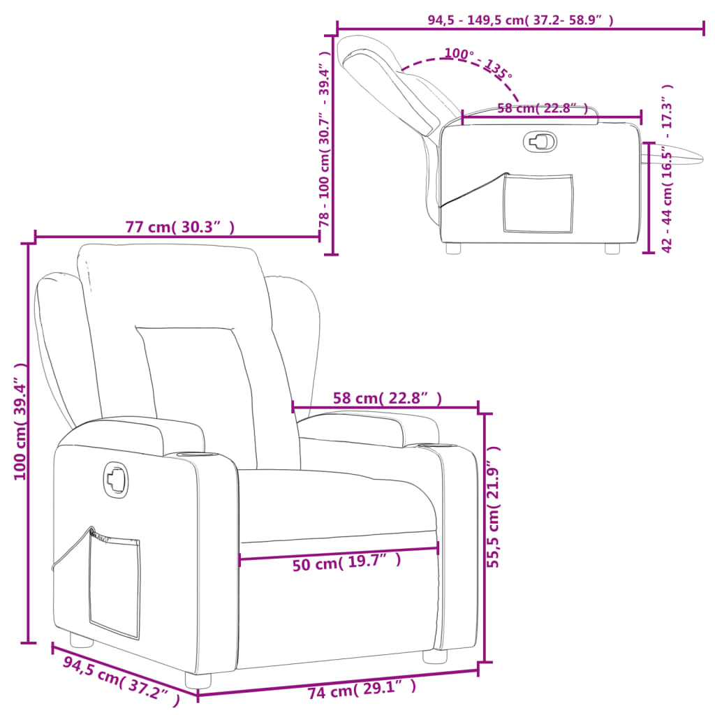 Fauteuil inclinable en tissu crème - XIOS