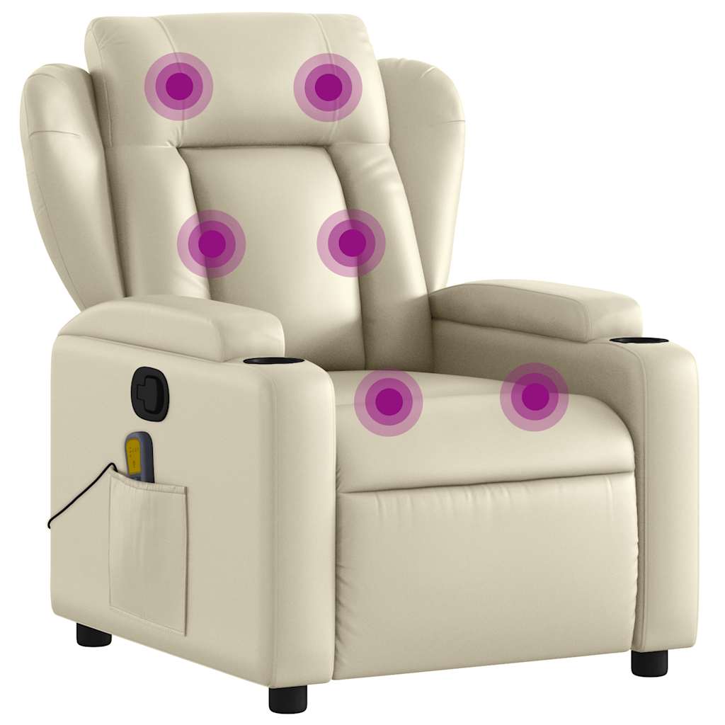 Fauteuil de massage inclinable crème similicuir - XIOS