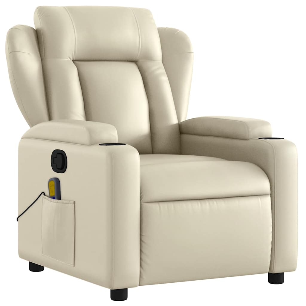 Fauteuil de massage inclinable crème similicuir - XIOS
