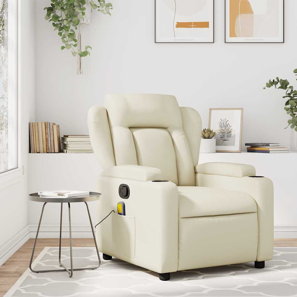 Fauteuil de massage inclinable crème similicuir - XIOS