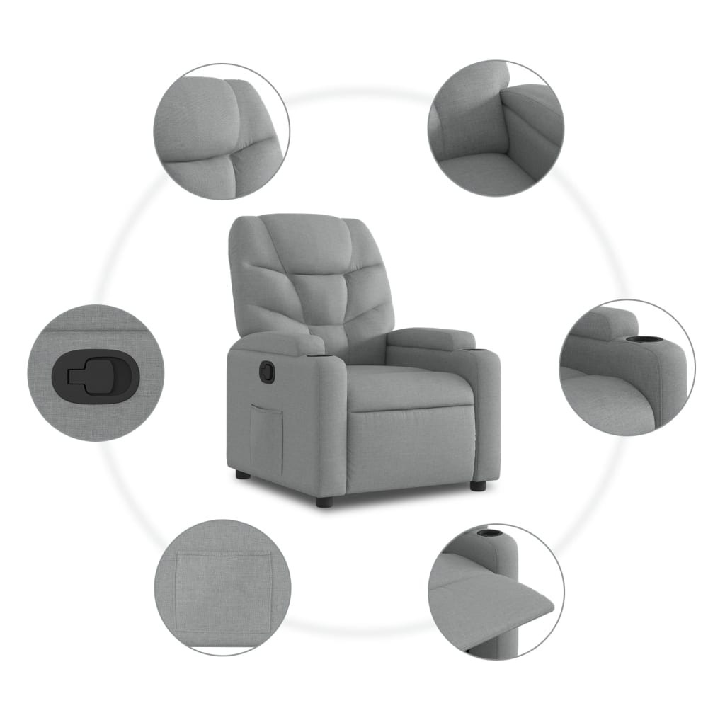Fauteuil inclinable en tissu gris clair - XIOS